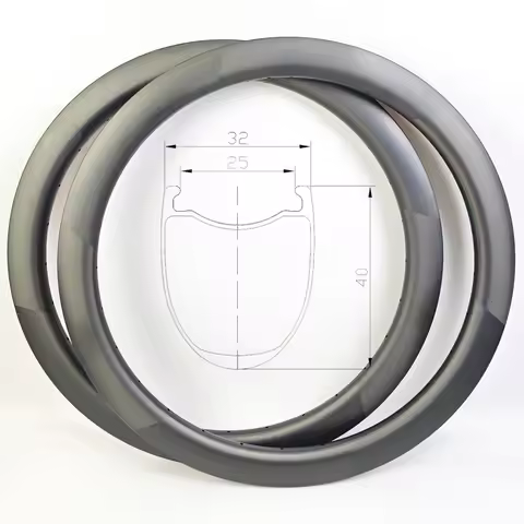 2 PCS 700 40mm Depth 32mm Width Gravel Bike Carbon Rim Customized Six Section Pattern UD Matte Tubel