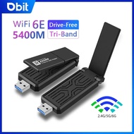 Penyesuai Wi-fi DBIT AX5400 Kad Rangkaian USB Wifi 6e Tri-Band Dongle untuk Komputer Desktop dan Lap