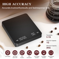 Mini Coffee Scale with Timer Rechargeable 3kg/0.1g Portable Digital Kitchen Scale Espresso Coffee Sc