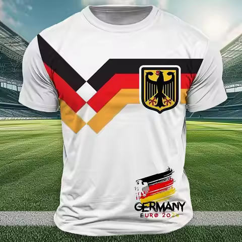 Germany National Flag Print T Shirt For Men Summer Germany Jersey Sports Tops Casual O-Neck Loose Sh