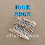 100K 330K Ohm Resistors 1/4 Watt 5%