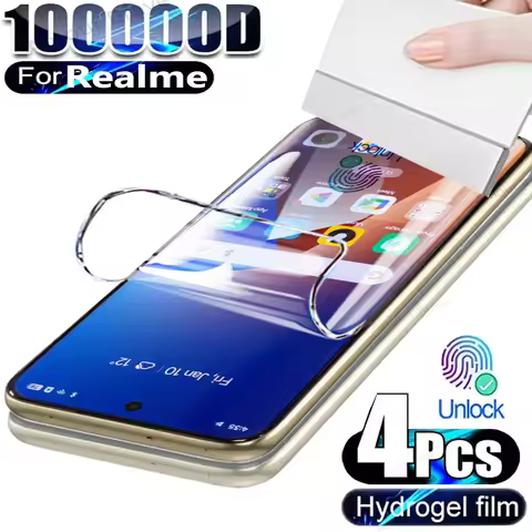 4 PCS Hydrogel Film For Realme 15 Pro 14 9 10 11 12 Full Glue Cover Gel Screen Protector For Realme 