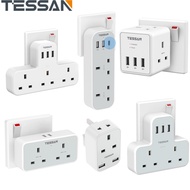 TESSAN USB Charger USB Adapter Multi Plug Extension Socket USB Plug with 2 AC Outlets and 3 USB Ports, Power Extension Wall Charger Power Adaptor Wall Socket Plug Extension 3 Pin Malaysia Charger Power Strip for Home Office Travel, PC Phones ,13A 3250W