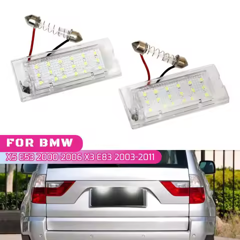 2Pcs White CANbus LED Number License Plate Light Lamp 18 SMD 3528 For BMW E53 X5 1999-2003 E83 X3 03