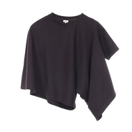 【二手】 LOEWE短版垂褶T卹，飾有Anagram標誌，不對稱棉質上衣，女款，二手