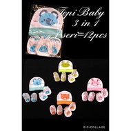 Topi + Sarung tangan kaki Impor Love Mom Besar (KOMPLIT SET)