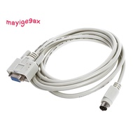 DB9P to 8P Mini Din RS232 Download Cable White 8.2 Ft for PLC -EH