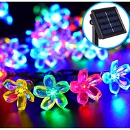 Hari Raya Haji Solar Cherry Blossom Fairy Flower String 100 LED Outdoor Lampu Hiasan untuk Garden La