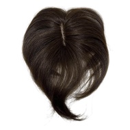 Anemone 6 inch Short Middle Part Straight Real Human Hair Topper Small Thin Clip-in Hair Bangs for M