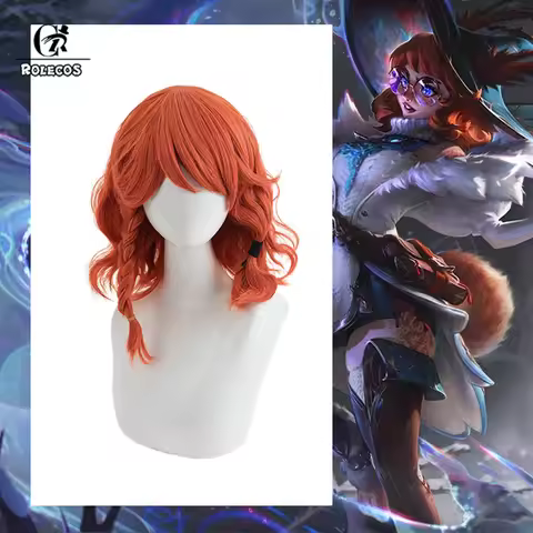 ROLECOS LOL Champion The Witch Between Worlds Aurora Cosplay Wig 35cm Women Battle Bunny Aurora Heat