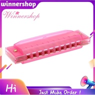 [Winnershop]Diatonic Harmonica 10 Holes Blues Harp Mouth Organ Key of C Reed Instrument with Case Kid Musical Toy Pink