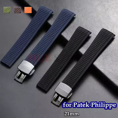 21mm Soft and Elastic Silicone Rubber Watch Strap for Patek Philippe 5164A 5167A 5168A Grenade Aquan