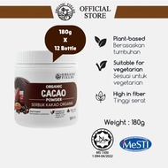 ORGANIC FIELDS Organic Cacao Powder (180g x 12 bottles) | Superfood | Polyphenol | No Sugar