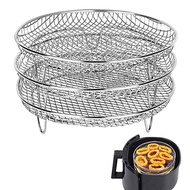 Air Fryer Rack Air Fryer Accessories Stainless Steel Multi-Layer Round Stackable Dehydrator Rack for Most Air Fryer
