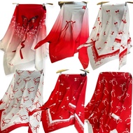 MERAH August square hijab, red and white August headscarf 2025