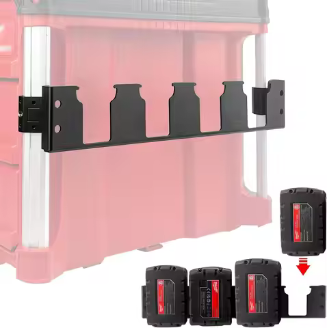4 Slots Battery Holder Compatible with Milwaukee M18 Battery,Effortless Side Storage bracket for Mil
