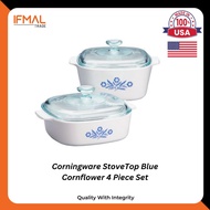 Corningware StoveTop Blue Cornflower 4 Piece Set Cookware Periuk Hidang | | IFMAL |