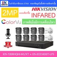 ็HIKVISION กล้องวงจรปิด 2MP มีไมค์ ภาพสีเมื่อเคลื่อนไหว iDS-7208HQHI-M1/XT + DS-2CE16D0T-LFS 8 ตัว B