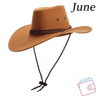 JUNEGOODS Western Cowboy Hat, Ethnic Style Western Style Felt Fedora Hats, Fashion Large Brim Grassl