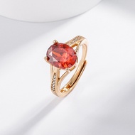 Live Broadcast Plated 18k Rose Gold Imitation Natural Ruby Ring Garnet Red Proposal Ring Colorful Ge