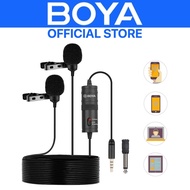 BOYA BY-M1DM Dual Omni-directional Lavalier Microphone Lapel Vlog Mic for Smartphone DSLR Camera Aud