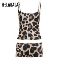 RELAGALA Women's 2025 New Leopard Printed Fashion Home Causal Shorts Set