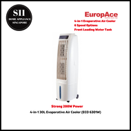 EuropAce 4-in-1 30L Evaporative Air Cooler - ECO 6301W * 1 YEAR WARRANTY