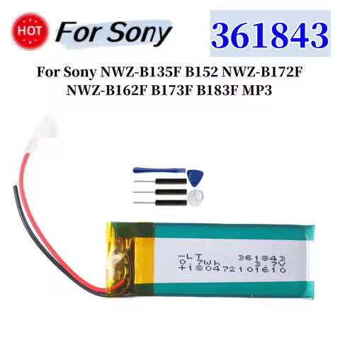 180mAh Battery 361843 For Battery for Sony NWZ-B135F B152 NWZ-B172F NWZ-B162F B173F B183F MP3 Batter