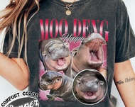 💦เสื้อหมูเด้ง Moodeng hippo เสื้อลายฮิปโปน่ารัก ฮิปโป แคระ หมู เด้ง T-shirt ผ้า ใส่สบาย ไม่หด ไม่ย้ 
