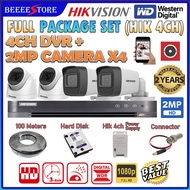 HIKVISION 2.0MP 4-CHANNEL CCTV 2MP FULL PACKAGE SET CCTV 4CH DVR + Camera + HDD + HIK Power Supply +