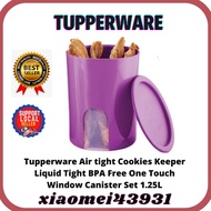 Ready Stock Tupperware Air tight Cookies Keeper Liquid Tight BPA Free One Touch Window Canister Set 1.25L