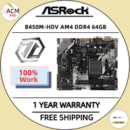 ใช้ ASROCK B450M-HDV HDMI DVI ดั้งเดิมซ็อกเก็ตเมนบอร์ด AM4 DDR4 64G M,2 NVME เมนบอร์ด B450