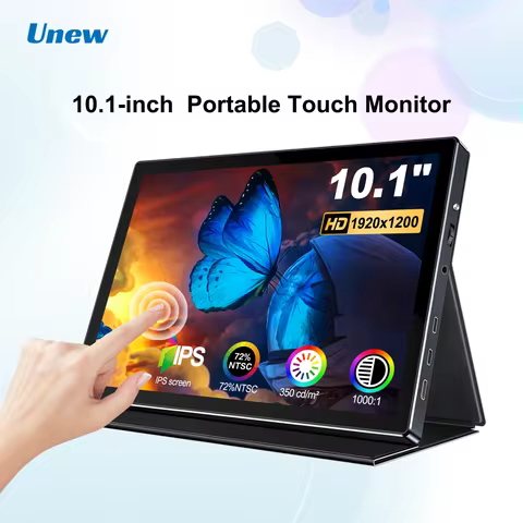 Unew Premium 10.1 inch Portable Monitor 1920x1200 Touchscreen IPS Display Leather Case VESA 75*75mm 