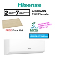 (SAVE 4.0) Hisense Air Cond AI20KAGS 2.0HP Inverter Air Conditioner 2HP R32 (FREE FLOOR MAT)