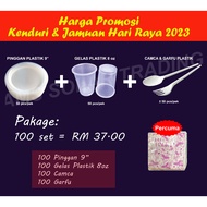 PINGGAN PLASTIK + GELAS PLASTIK + CAMCA PLASTIK + GARFU PLASTIK