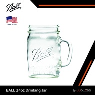 JJGLASS - BALL 24oz Drinking Jar - Ball Mason Jar แก้วมีหู ใส่เครื่องดื่ม น้ำผลไม้ กาแฟ ชามะนาว ปริมาตร 24 ออนซ์ (24oz.)เฉพาะแก้วไม่มีฝา