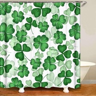 St Patricks Day Shower Curtain Green Clover Shamrock Bathroom Decor 72x72 Inches with 12 Hooks