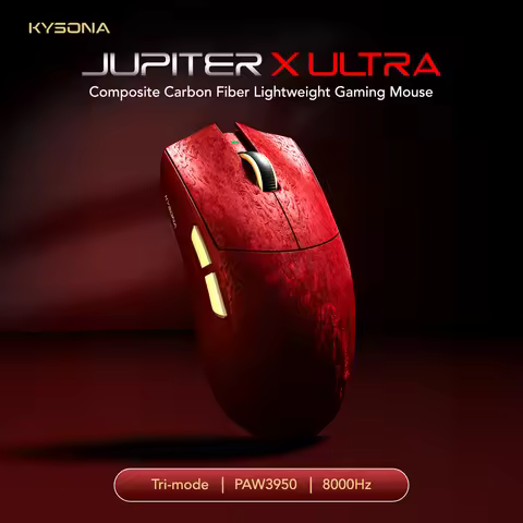 KYSONA Jupiter X Ultra Wireless Gaming Mouse PAW3950 8000Hz 54L15 MCU Composite Carbon Fiber Tri-Mod