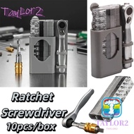 ATAYLOR 10pcs 10 in 1 Ratchet Screwdriver Set, Slotted Bits Phillips Bits 90° Right Angle Ratchet Sc