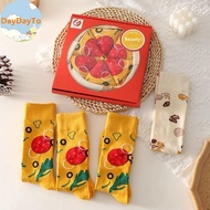 DayDayTo 4 Pairs Funny Pizza Sos Box Christmas Sos For Women Men Couples Soft Cotton Winter Warm Sos