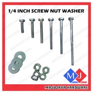 1/4" Hexagon Bolt & Nut Washer Bolt and Nut Hex Screw Screw & Nut Screw Nut Washer