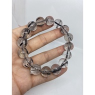 D3048 Natural Crystal/Black Tourmaline Bracelet Clear Material Size Approximately Diameter 13.3mm We