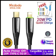 Mcdodo CA-856 USB C Cable 20W PD TYPE C to L【Auto Disconnect】Cable Fast LED