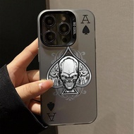 1pc Skull Spade A Pattern Phone Case, Cool Design, Matte Anti-Fall Protective Camera Cover, Compatib