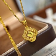 AA5 Emas loket 916 Rotating Crushed Ice Ice Lucky Four-Leaf Clover/diy charm gold 916 Clover