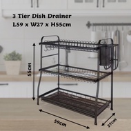 Top Point 3 Tier Dish Drainer  / Rak Pinggan Mangkuk / Dish Rack With Tray (L59 x W27 x H55cm)