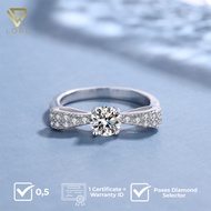 Lore Jewellery - Silver Ribbon Moissanite 0.5 CT VVS 1 Color Grade D Ring 18K White Gold / GRA INTER