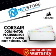CORSAIR DOMINATOR PLATINUM RGB 32GB (2x16GB) DDR5 5200MHz C40 MEMORY KIT WHITE - CMT32GX5M2B5200C40W