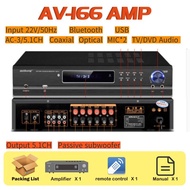 Home Theater High-power Amplifier QISHENG AV-166 Subwoofer 5.1-channel USB Bluetooth dual microphone input 5.1 home theater amplifier 2 1 amplifier karaoke