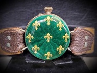 ENAMEL CASE Watch 女庒1800s年代搪瓷花纹彩繪纯銀800錶壳配机械上鍊手錶 29mm